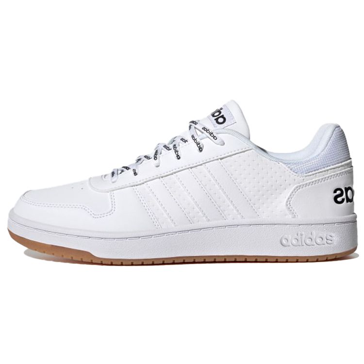 Adidas Neo Hoops 2.0 Synthetic Leather Retro Slip-Resistant Shock-Absorbing Durable Lightweight Low-Top Skate Shoes Unisex Sneakers White Blue FY8630
