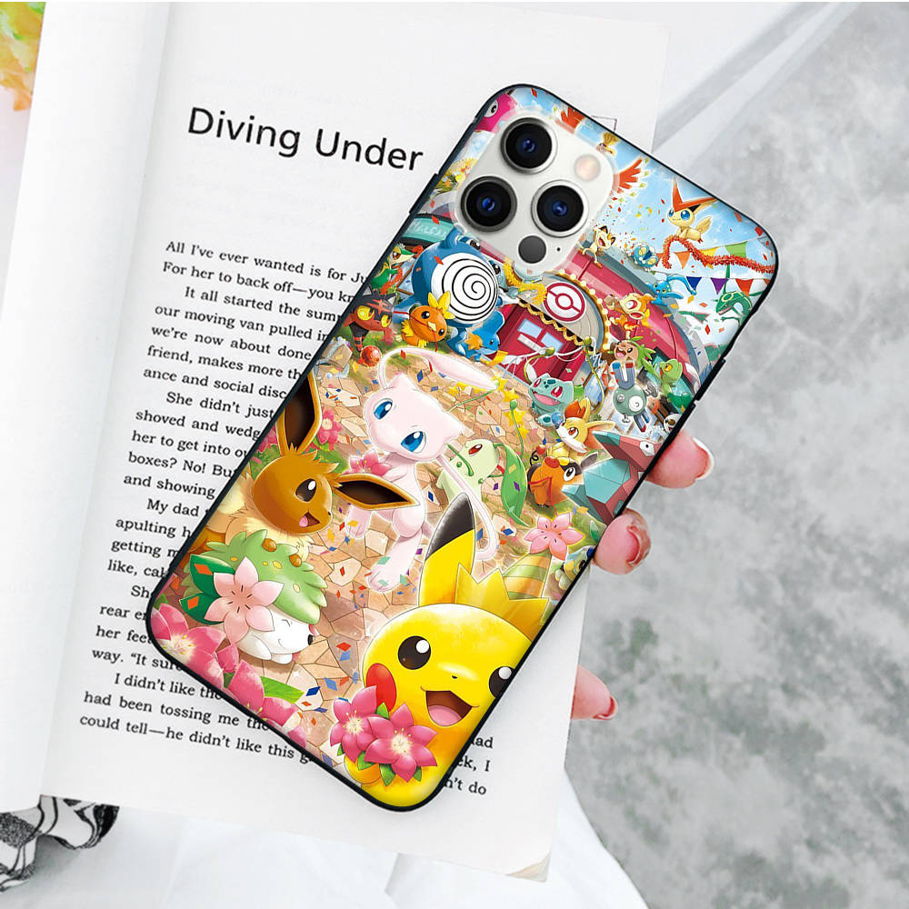 JP38 Pokemon Pikachu Black Soft Case for Xiaomi Poco X6 X4 M5 M6 F5 F6 C65 C55 C50 C51 C40 Pro Redmi 14C A3X 13C 12C 11T 10A 9C Note 7 6 8A Plus