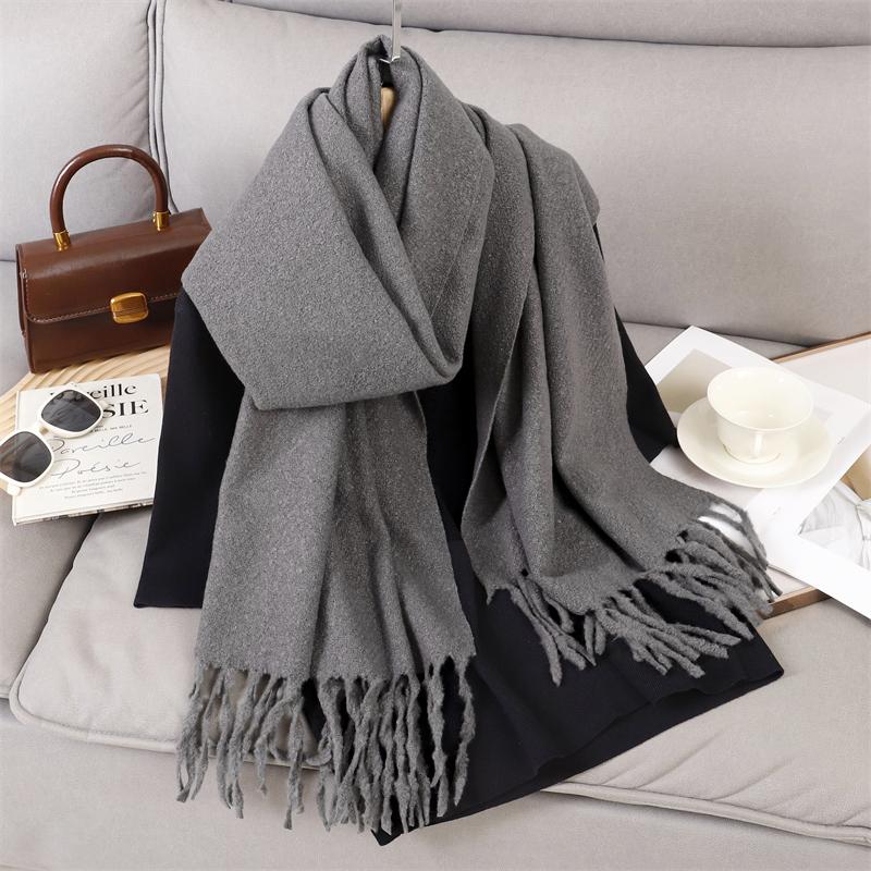 Luxury 2 Colours Cashmere Scarf Women Autumn Winter Shawl Pashmina Handkerchief Lady Pareo Soft Outdoor Windproof Travel Bufanda
