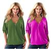 Elegant Chiffon Blouse For Women Summer Loose Fit Pullover Top In Solid Colors