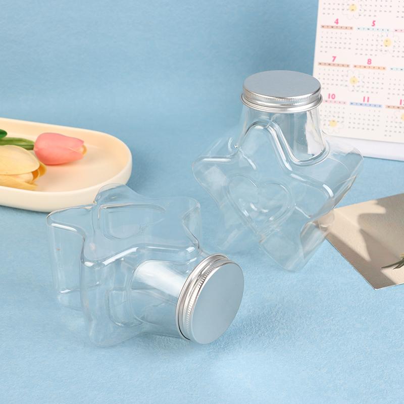 Звезда Форма Кукольный Орнамент Ящик Для Хранения Пластиковая Бутылка С Крышками Контейнер Для Хранения Пищи Банка С Широким Горлом Многоразовый Контейнер Для Печенья