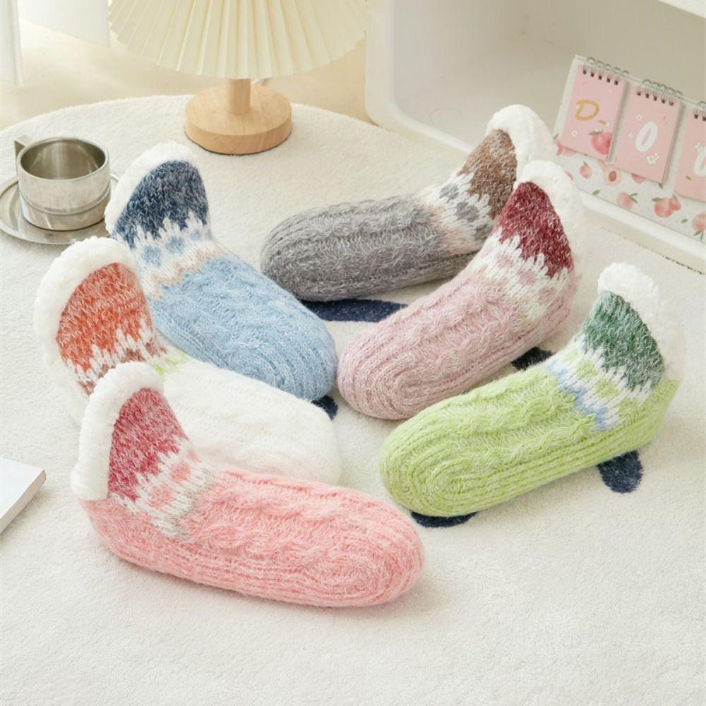 Plush Floor Socks Women Anti Slip Winter Fleece Socks Warm Slippers Socks  Female