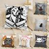 Funny Cat Thinking Network Pattern Pillow Case Cotton Linen Fabric Square Zipper Pillowcase Home Decorative Living Room