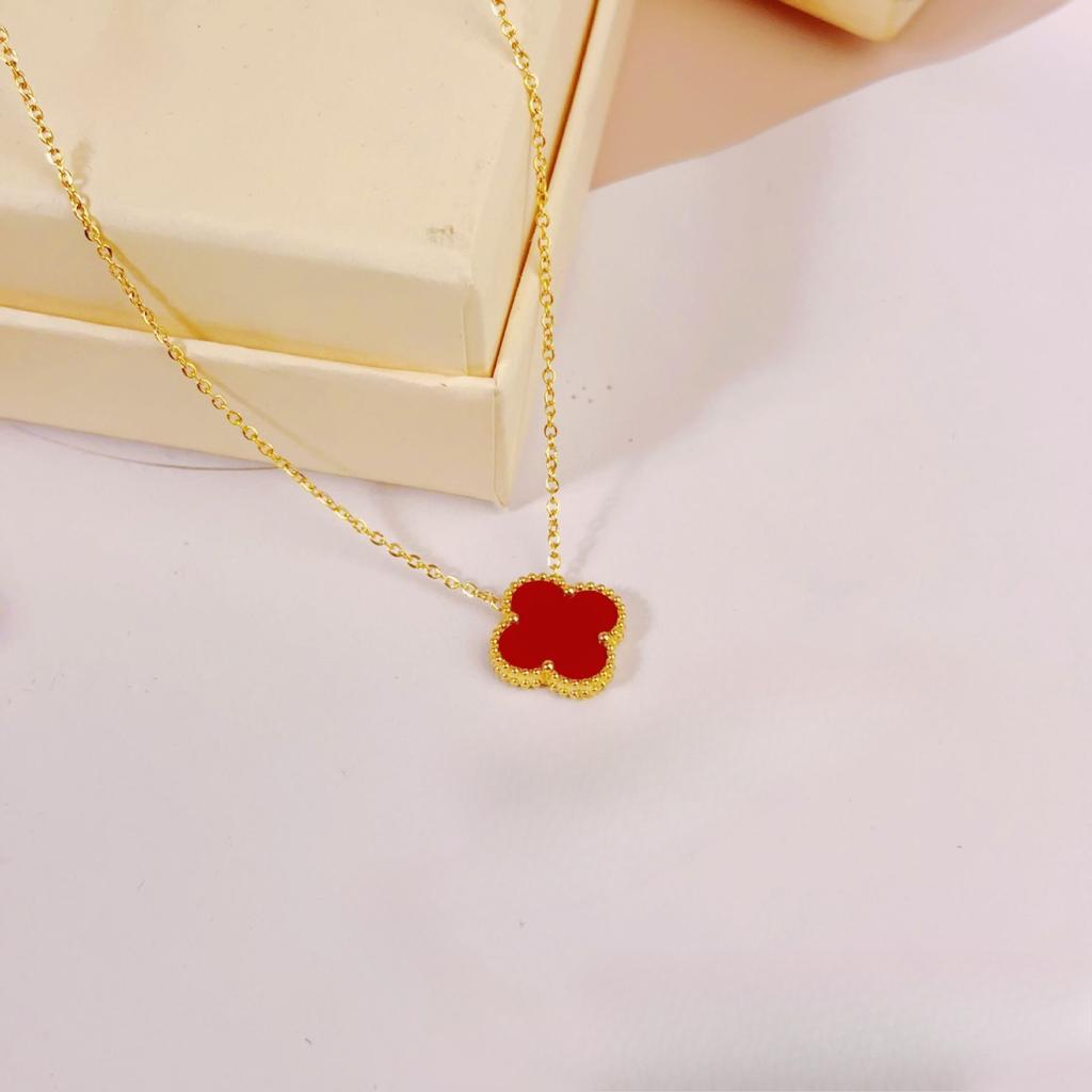 Ожерелье 'Счастливый четырехлистный клевер' 15 мм Двустороннее, не выцветающее, модная бижутерия