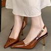 Модные женские туфли-лодочки с острым носком класса люкс 2025 Элегантные слинги с ремешком на пряжке Босоножки на тонком каблуке Женская свадебная вечеринка Мюли