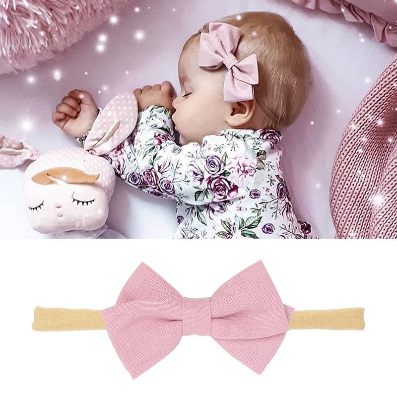 Комплект детских повязок на голову из нейлона и хлопка: Повязки на голову из льна и банта в подарочной коробке.