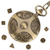 Mini DND Dice Set Steampunk Gear Pocket Watch Dice Set Metal D&D Dice Role Playing Board Games Accessories for Tabletop Adventures