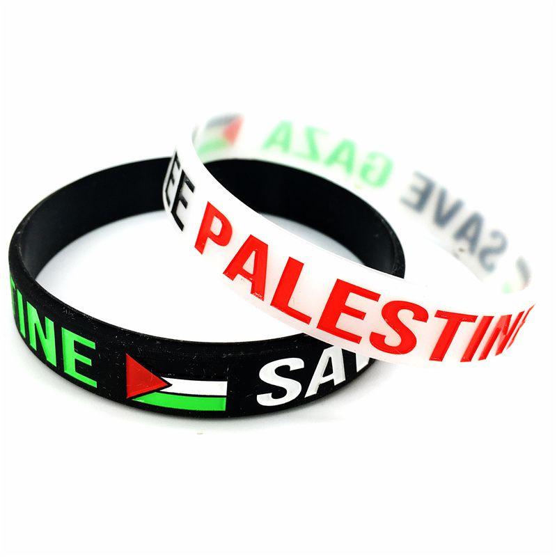 Уникальный силиконовый браслет-браслет Free Palestine, привлекающий внимание, в черно-белом цвете