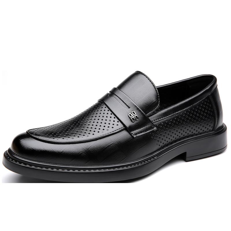 2024 летние новые мужские деловые повседневные кожаные туфли мужские полые дышащие кожаные сандалии кожаные туфли с отверстиями мужские 9028