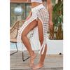 Beach Style Sexy Hollow Out Knitted Skirt Women Summer High Split Skirts Fringe White Y2k Skirt Ladies Party Female Outfit 22299