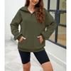 Осенне-зимняя однотонная женская свободная толстовка с воротником-стойкой на молнии