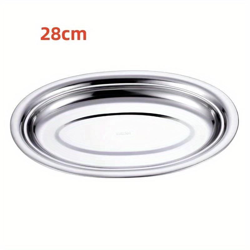 Multi-Size 304 Stainless Steel Oval Fish Plates Household Food Dinner Steamed Shallow Plate Dishes Kitchen Tableware Dinnerware