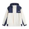 Li-Ning Ветровка с водоотталкивающей пропиткой и капюшоном из кружевных листьев, унисекс, темно-синего кремового цвета AFDU927-2