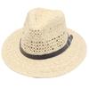 Hollow Weave Panama Straw Hat Black Belt Accessories Flat Edge Men'S Hat
