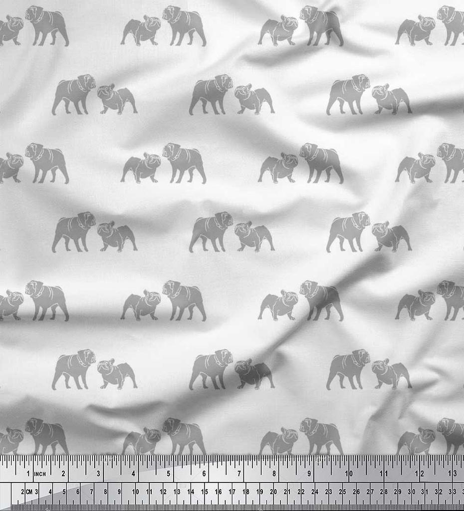 Soimoi Японская креп-сатиновая ткань с принтом Bull Dog на метр шириной 42 дюйма