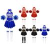Kids Girls Cheerleading Dance Performance Costume Sleeveless  Dress with Flower Balls and Socks