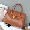 Vintage Genuine Leather Tote Bag Plant Tanned Cow Leather Large Capacity Briefcase Women's Business Trip Commuter Bag