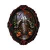 Halloween Seasonal Room Ornaments Wooden Refrigerator Magnets, Vintage Gothic Oval Frame Fridge Magnets with Witch Retro Photo Decor Ghost Castle Art,