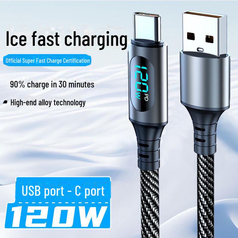 100W Type-C Fast Charge Cable with Intelligent Digital Display, 6A Real-Time Super Fast Charging