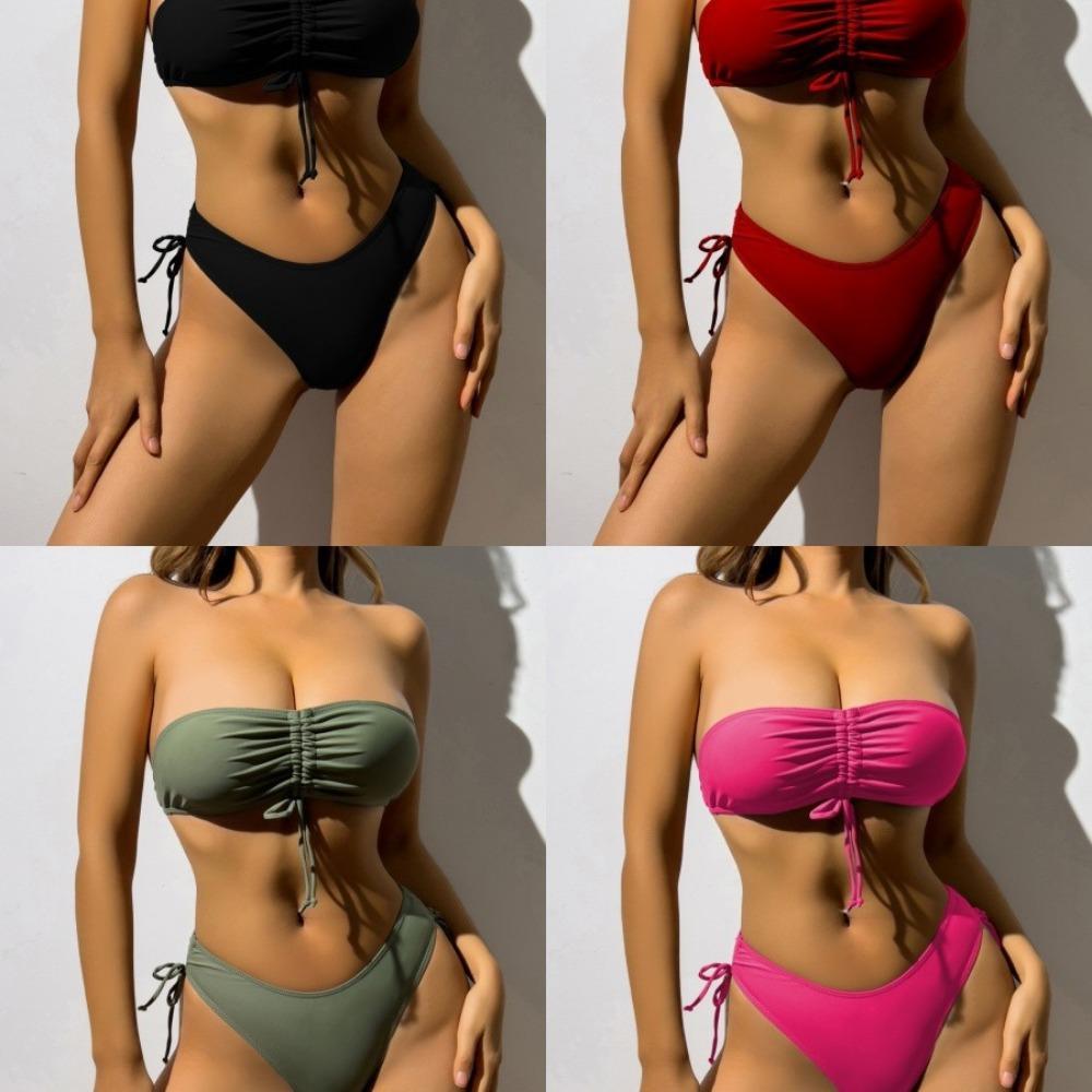 Европейский и американский однотонный треугольный бикини, сексуальный женский купальник, бикини