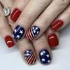 24 шт. Накладные ногти на 4 июля, День независимости, акриловые ногти, День флага, полное покрытие, наклейки для ногтей, короткие квадратные накладные ногти