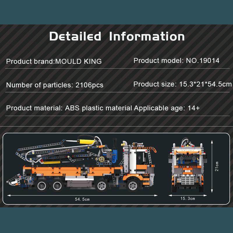 MOLD KING 19014 сверхмощный эвакуатор строительные наборы пневматический бетононасос грузовик кирпичи инженерная игрушка для детей Рождественский подарок