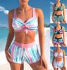 New Summer Top and Shorts 3D Printed Two-piece Set Design Sexy Women's Lace Up Bow Vest Beach Swimsuit S-5XL