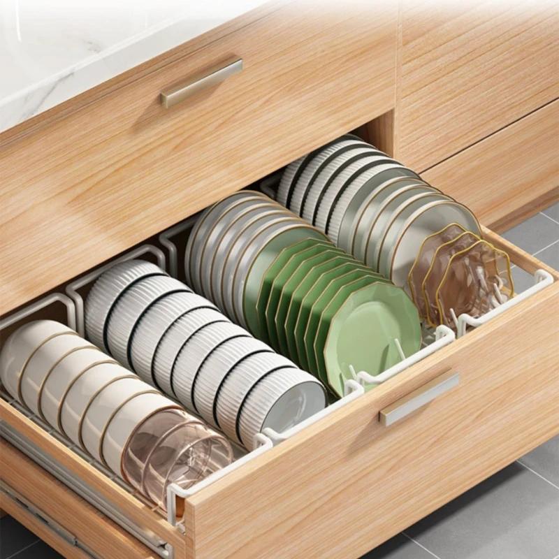 Кухонная выдвижная миска для хранения посуды Полка для мойки Шкаф-органайзер Встроенные миски Посуда Держатель для столовых приборов Разделитель для хранения