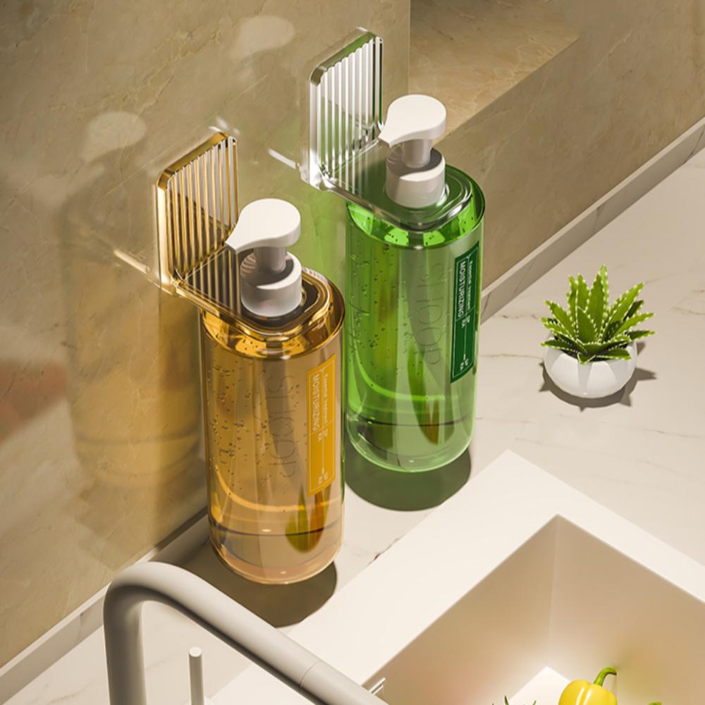 Adjustable Shampoo Bottle Holder Non-rust Hand Soap Wall Hanger Shower Gel Bottle Rack  Bathroom