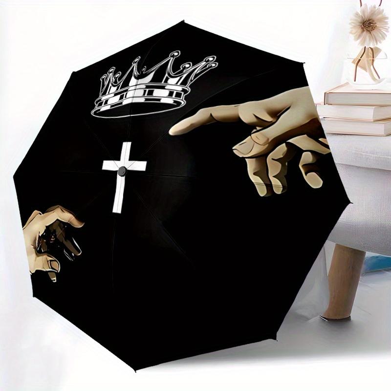 1pc Cross Crown Automatic Open/close Folding Umbrella, Compact Portable Travel Umbrella,Durable Construction yy250814188