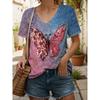 Women's T-Shirt Butterfly Graphic Fashion Short Sleeved V-Neck Regular Tops Daily Print Tee Summer Spring Casual Tops