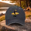 Surfing Bear Print Washed Baseball Cap Unisex Casual Hat for Golf Outdoor Daily Wear