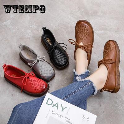 Женские лоферы в стиле ретро, ​​туфли на плоской подошве из натуральной кожи, мягкие и удобные повседневные туфли на шнуровке для женщин