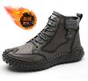 Зимние мужские ботинки из натуральной кожи, мягкие кожаные плюшевые теплые зимние ботинки, водонепроницаемые мужские ботинки для активного отдыха, мотоциклетные ботинки H759