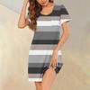 Womens Summer Dresses Short Sleeve Linen Casual T-Shirt Dresses Swing Beach Midi Dress Sundresses With Pockets