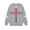 Unisex Oversized Knit Sweater With Cross Jacquard Retro Streetwear Style Warm Loose Fit Winter