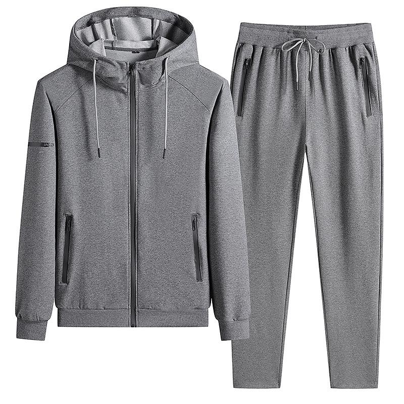 Spring Men's Large Size Hooded Suit Cardigan Sweatshirt Sports Pants Suit