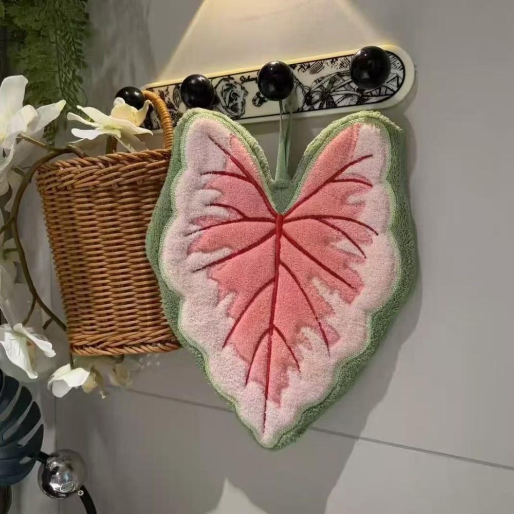 Cartoon Leaf Hand Towel Coral Velvet Cleaning Cloth High Quality Bathroom Kerchief Kitchen