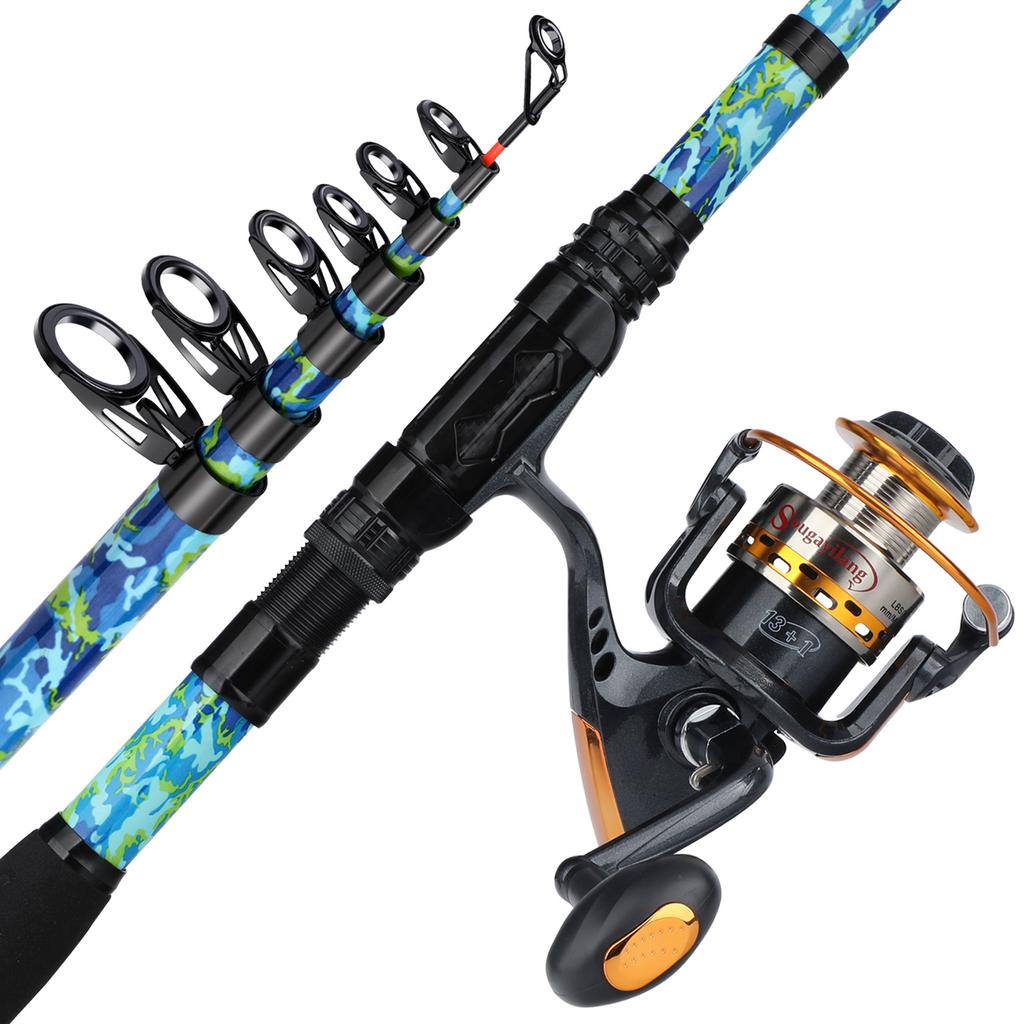 Телескопическая спиннинговая удочка с набором спиннинговых катушек 13 + 1BB Портативная спиннинговая удочка, набор для комбинированной удочки для окуня