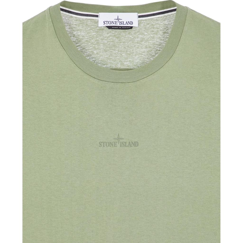 STONE ISLAND Мужская футболка с коротким рукавом и круглым вырезом с принтом букв, Топы, Серо-зеленый, 78152NS94-V0055