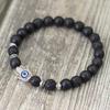 Evil Eyes Bracelet For Men Women Gothic Fatima Hand Braclet 8mm Natural Lava Lapis Lazuli Stone Beaded