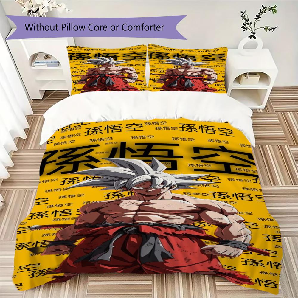 Goku Dragon Ball Threepiece Set 1 Duvet Cover 2 Pillowcase Without Core Without Core Bedding Set Soft And Comfortable