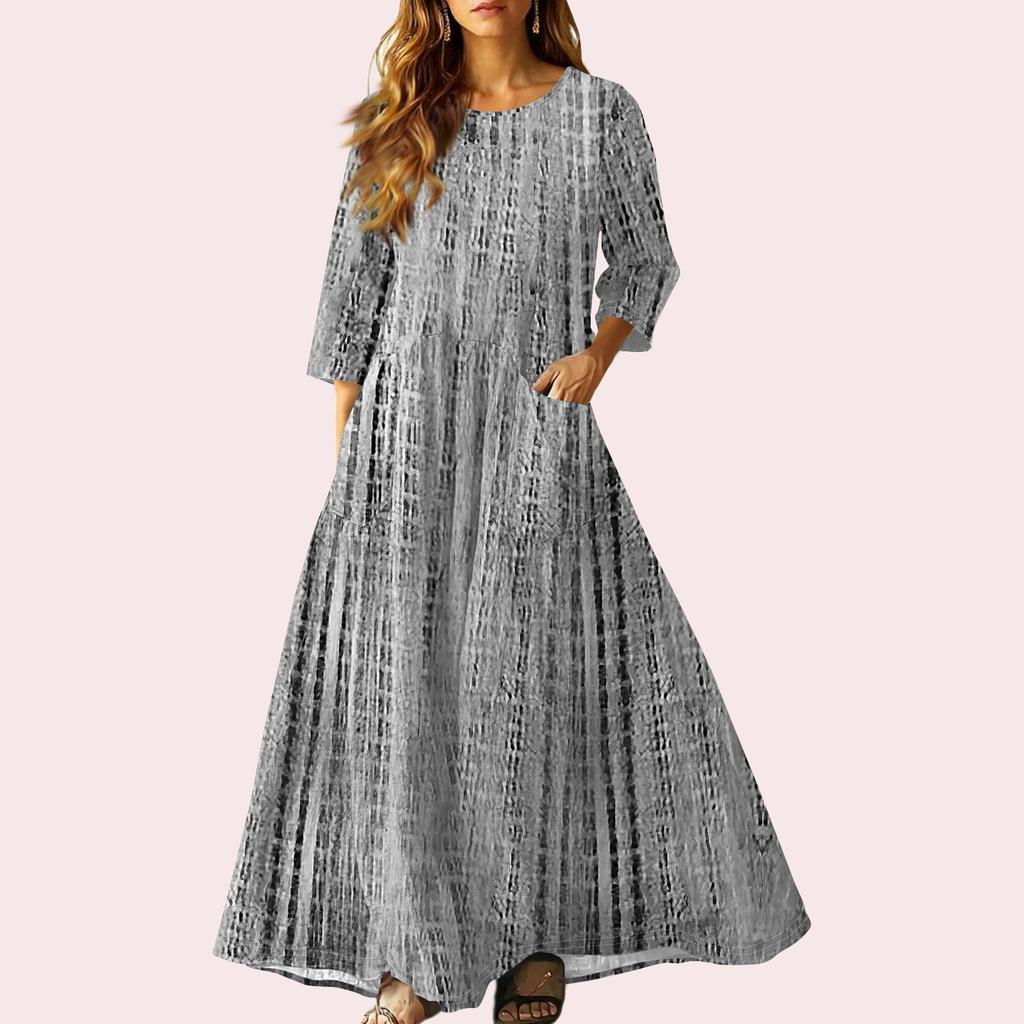 Женское ретро этническое льняное платье макси без рукавов с V-образным вырезом, вышитое лентами