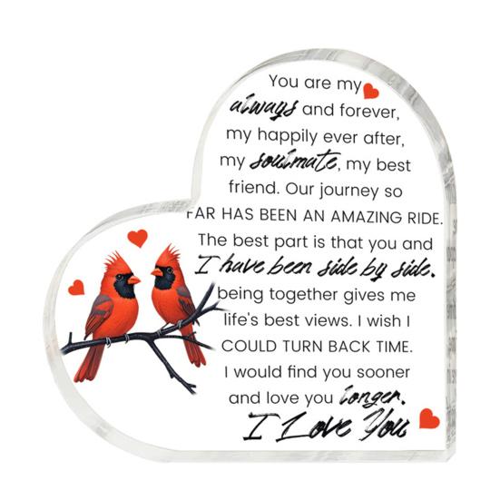 Акриловый орнамент в форме сердца Love Heart, прозрачный акриловый блок, отдельно стоящий настольный Love