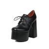 Sexy Platform Women's High Heels Gothic Shoes Lace-up Ankle Short Boots Black Snake Block Heeled Party Dance Shoes Large Size