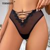 Women Sexy Lace Panties Ice Silk Low-waist Underwear Thong Female G String Cross Bandage Lingerie Temptation Intimates