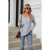 Spring and Autumn Women's Blouse Round Neck Button Loose Long Sleeve Striped Top