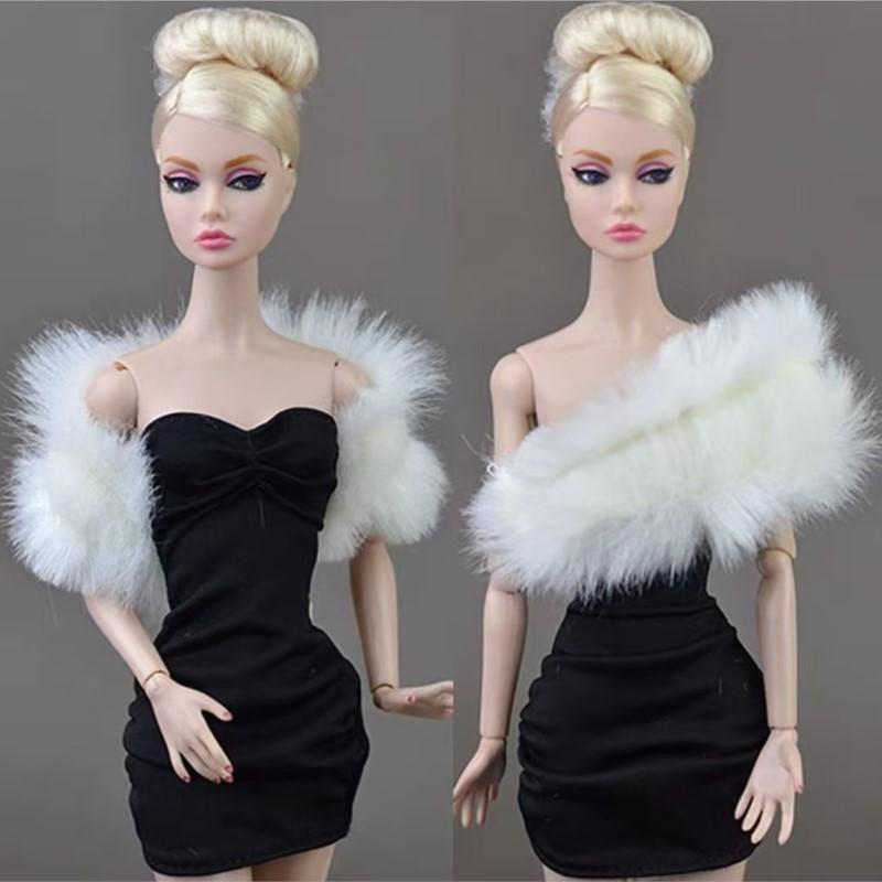 30Cm Fashion Dress Up Doll Shawl Unique Design Imitation Feather/Fur Shawl White Purple Plush Shawl For 1/6 Fr Doll Accessories