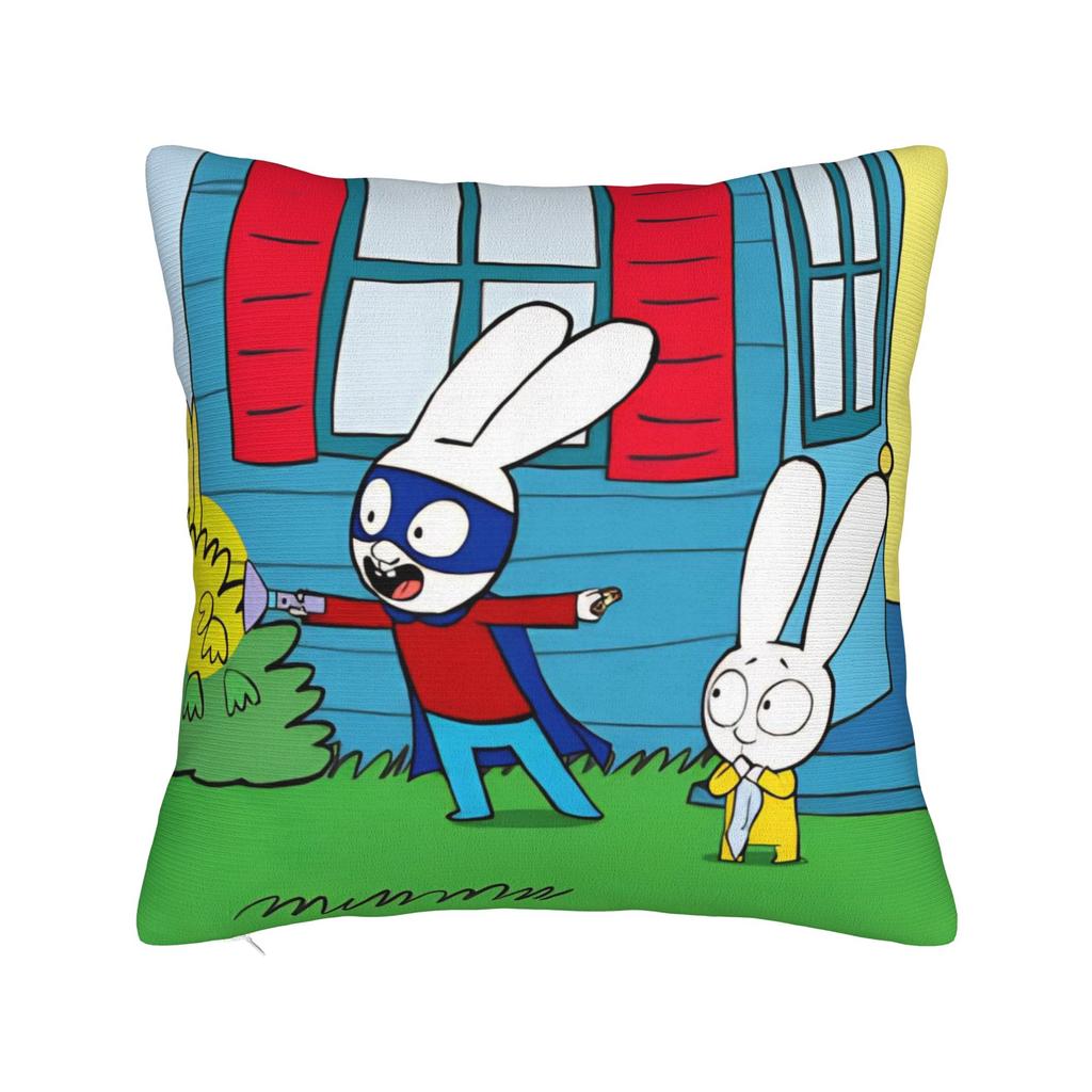Simons Super Rabbit Cartoons Square Pillow Covers Polyester Bed Car Cushion Cover Cute Decorative Pillowcase