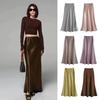Women Fishtail Skirt High-Waisted Satin-Like Breathable Shiny Slimming Design Maxi Skirt Work Leisure Daily Wear